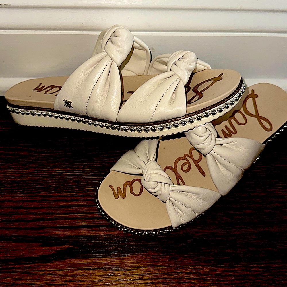Sam Edelman Alyse White Double Knot & Studded Sandal